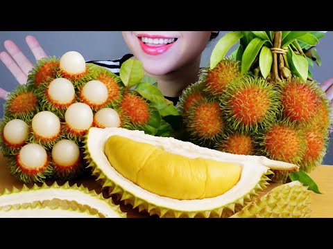 ASMR CHÔM CHÔM X SẦU RIÊNG | Rambutan and durian , EATING SOUNDS | LINH-ASMR