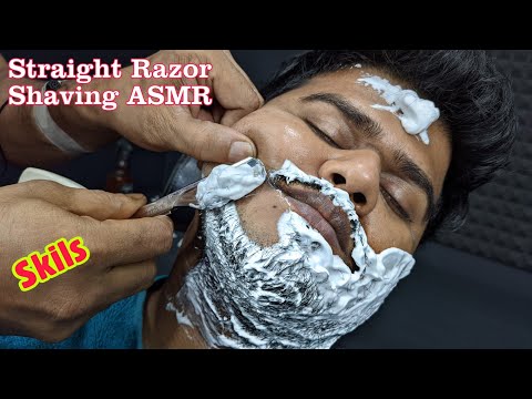 Indian Barber Straight Razor Shaving Skils And ASMR Head Massage For Full Relaxation | Shaving Asmr