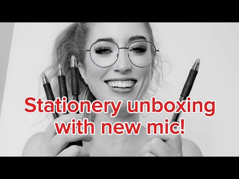 ASMR stationery unboxing with new mic 🎤 📚🖊