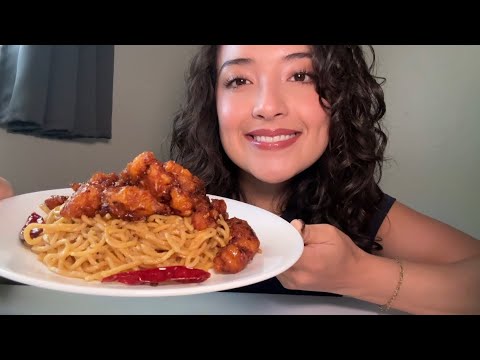 ASMR | General Tsos chicken and noodles 