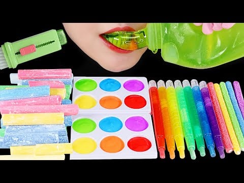 EDIBLE SCHOOL SUPPLIES ASMR HONEY JELLY ASMR RAINBOW FOOD MUKBANG ASMR
