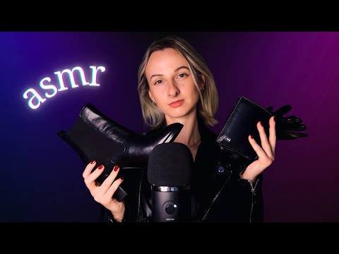 4K ASMR | 10 Leather Triggers (Gloves, Jacket, Boots, Belt, Wallet...)