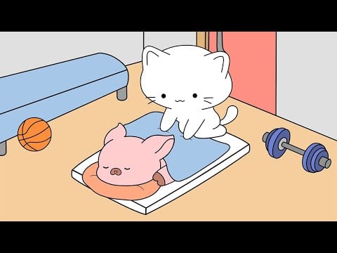 cat's gym massage (ASMR animation)