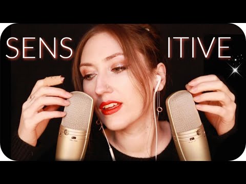 ASMR ♥️ Sensitive Inaudible/Unintelligible Breathy Whisper, TK, SK Type Mouth Sounds & Soft Brushing