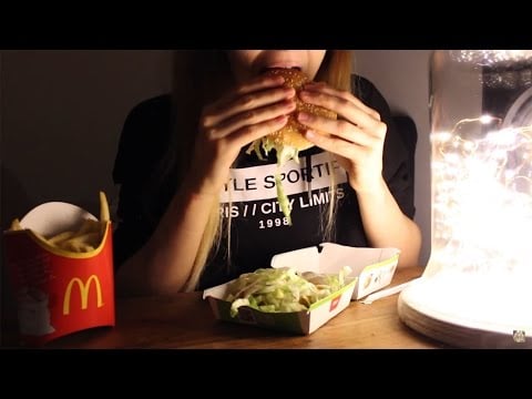 🍔Vegan ASMR Mcdonalds burger and fries - Eating sounds🍟