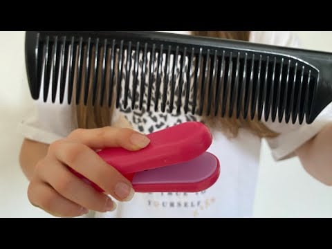 ASMR brushing + straightening your hair | Actual camera touching | hair brushing | no talking