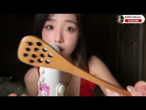 ASMR🎧｜Honey spoon, wooden spoon, mermaid pen and glass rod ° good to listen and sleep