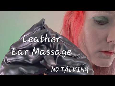 Leather Ear Massage (no talking)(ASMR)(mouth sounds)(Color Therapy)