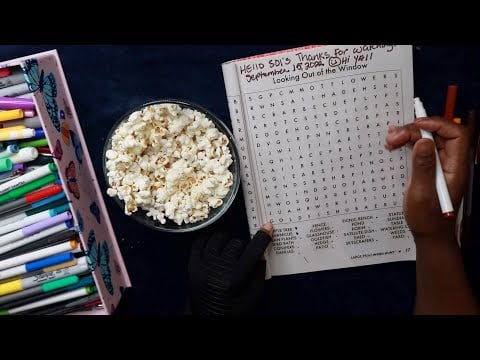 LOOKING OUT OF THE WINDOW WORD HUNT ASMR DILL POPCORN EATING SOUNDS