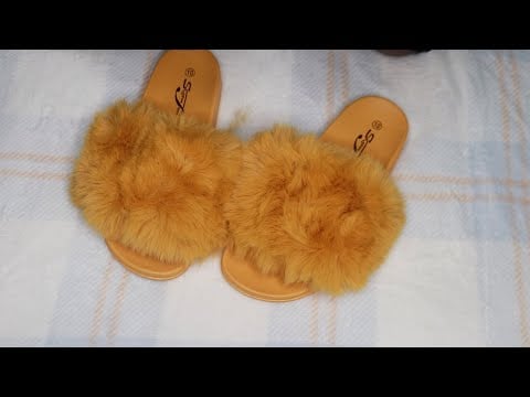 Yellow Furr Slides ASMR Unboxing Chewing Gum Sounds