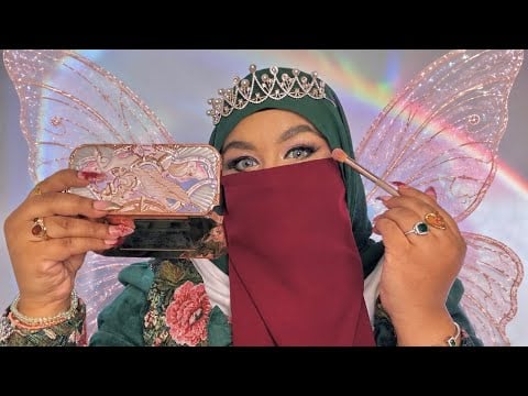 ASMR - Turning Myself into Hijabi Flower Fairy 🧚‍♀️ 🌺✨ / Doing my makeup GRWM 