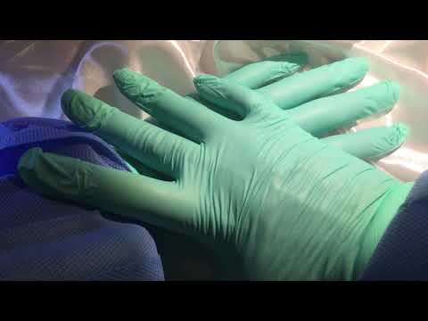 LATEX GLOVES  👉 Very tight gloves layering 💚💙 colorfull  [[ASMR]]