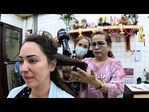 Extraordinario LAVADO y SECADO de CABELLO a cuatro manos en el Barrio Chino de Bangkok 💆🏼‍♀️