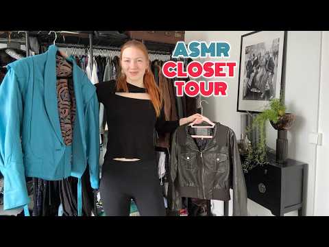 ASMR closet tour ✩ pt  1 ✩ (German voice over, fabric scratching, leather tapping)
