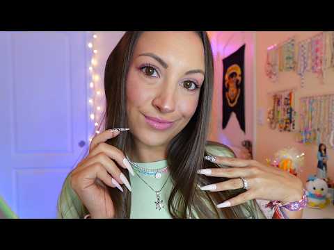 ASMR Playing with My Hair (whispered, camera touching)