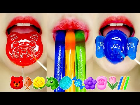 ASMR COLORFUL JELLY EMOJI FOOD EATING SOUNDS 알록달록 젤리 이모지 먹방 MUKBANG