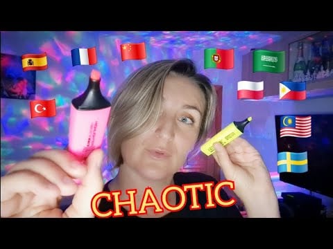 🎨🔥 ASMR FAST & CHAOTIC  DRAWING + COLOR NAMES IN 10 LANGUAGES! LO-FI (Mouth Sounds) #asmr #lofi