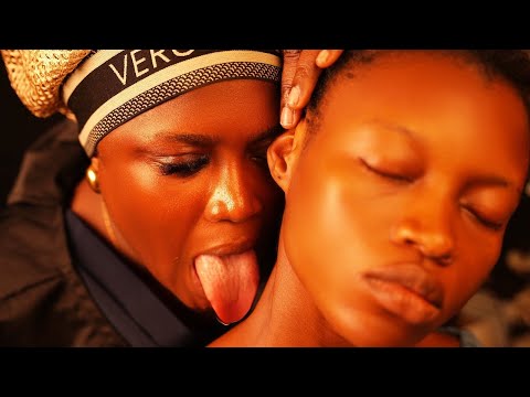 ASMR✨Sensual close Up fake spit painting,intense Neck,Ear, head & shoulder massage. COMPILATION