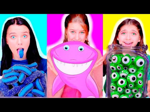 ASMR Eating Only Red, Blue, and Green Foods: My Colorful Challenge! 🌈