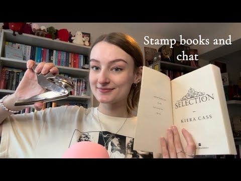 ASMR Stamp Books and Chat (book tapping, scratching, page turning, close whispers)