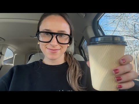 Asmr in my car ✨ Coffee + Whisper Ramble (tingly tapping + tongue clicking) 