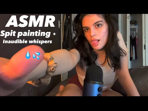 ASMR INTENSE Mouth sounds| Spit Painting + Inaudible whispering