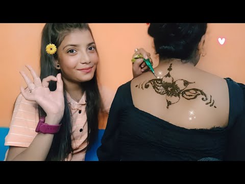 ASMR Sister Doing My Back Relaxing Mehandi / Hena Tattoo ✨