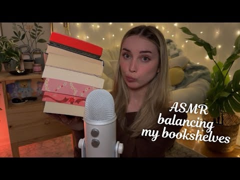 ASMR Balancing My Bookshelves for January (book triggers, whispered)