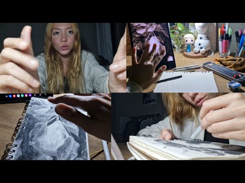 ASMR desenhando com carvão e sons de boca part 2