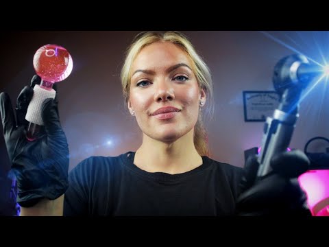 ASMR Treating Your Headache: Otoscope Exam, Up Close Ear-to-Ear Whispers Binaural Personal Attention