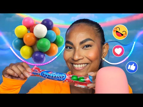 ASMR Chewing A Whole Pack Of Colorful Gumballs, Super Tingles