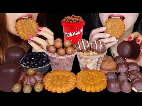 ASMR BLUEBERRY POPPING BOBA, MALTESERS CAKE, BOBA CHOCOLATE BALLS, GIANT CHOCOLATE MARSHMALLOWS 먹방