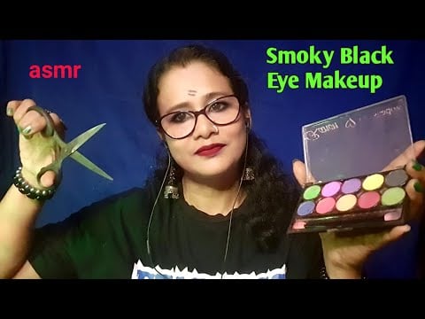 ASMR♟️ Black Smoky Eye Makeup  (Eyebrow Shaping, Tweezing, Makeup) | Asmr Ghosal|
