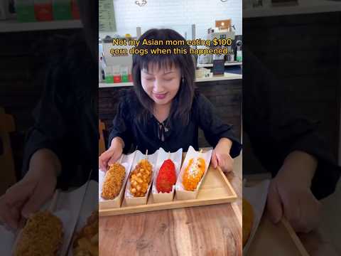 NOT MY ASIAN MOM EATING $100 CORN DOGS WHEN THIS HAPPENED #shorts #viral #mukbang