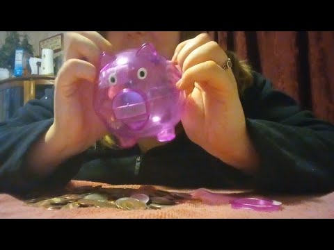 ASMR- Counting Piggy Bank (counting change, sorting, cataloging) Lofi Whispering