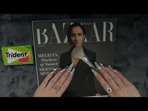 ASMR Gum Chewing Magazine Flip Through | Meghan Markle Harper's Bazaar
