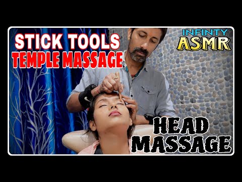ASMR DEEP PRESSURE STICK TOOL TEMPLE MASSAGE || HEAD MASSAGE BY INDIAN BARBER PRADEEP | Pain Relief