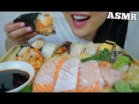 ASMR SUSHI PLATTER *SALMON BELLY SASHIMI + SPICY CONE + NIGIRI (EATING SOUNDS) NO TALKING | SAS-ASMR