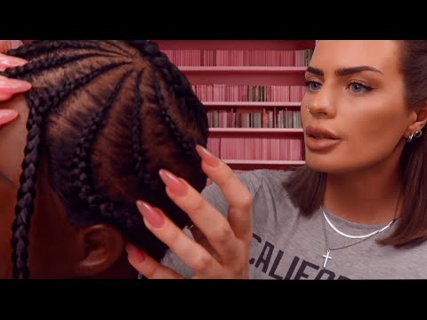 ASMR scratching your scalp between your itchy braids (hair play roleplay)