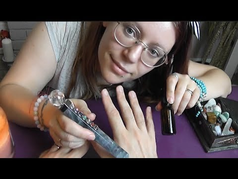 ASMR REAL PERSON HAND MASSAGE WITH OILS AND CRYSTALS - Soft Spoken | Whispered | Match Striking