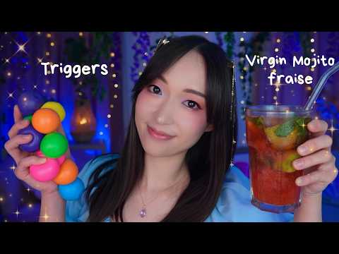 ASMR 🍓 On prépare une boisson fraîche 🍋🌿 puis on se détend avec des triggers 💤