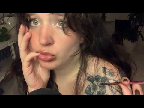 inaudible whispers and body triggers ASMR (tattoo tracing, hand sounds, mouth sounds)