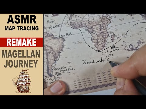 ASMR Remake: Tracing Magellan Voyage on a Paper Map | Facts and Secrets ASMR map tracing whispering