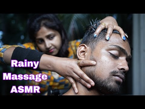 She Doing Head Massage On A Rainy Day | ASMR Head Massage For Sleep | Tapping And Tingles ASMR