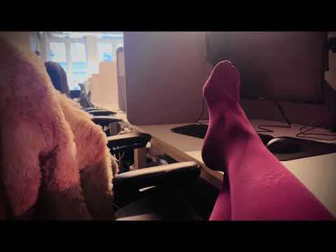 ASMR feet in nylons at office