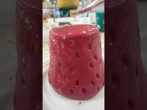 ASMR Pottery Painting a Berry Cute Terra-Cotta Vase