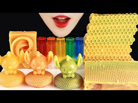 HOMEMADE BEESWAX CANDY HONEY JELLY ASMR RAINBOW JELLY MUKBANG ASMR NO TALKING