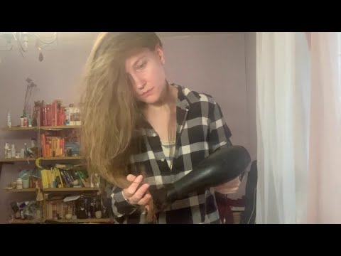 ASMR Using Blow Dryer + Brushing Hair (No Talking)