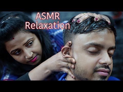ASMR Relaxation By Indian Beautiful Lady Barber Chaitali | Head & Ear Massage Therapy