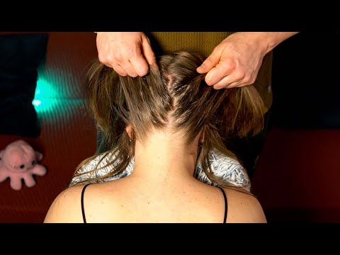 ASMR UP THE NAPE - Nape & Scalp Attention /w Hair Pulling Techniques and Hair Brushing Sounds